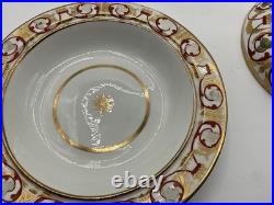 Antique (Early 1800s) ROYAL CROWN DERBY England Red & Gold Covered Serving Dish