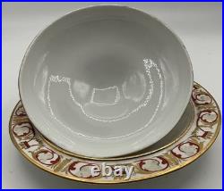 Antique (Early 1800s) ROYAL CROWN DERBY England Red & Gold Covered Serving Dish