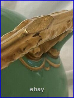 Antique English Royal Crown Derby Gold Gilt Green Art Nouveau Water Vessel Vase