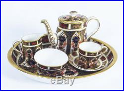 Antique English Royal Crown Derby Miniature Tea set on Tray 19th C