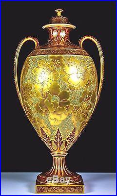 Antique Impressive Royal Crown Derby Vase & Cover Kedleston Shape C. 1886