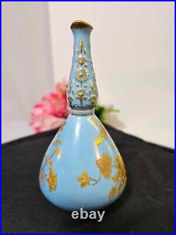 Antique Marked royal crown derby Porcelain Jug/ Vase blue & Raised gold- READ-B7