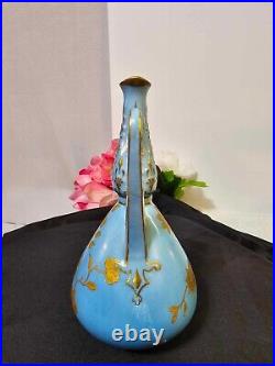 Antique Marked royal crown derby Porcelain Jug/ Vase blue & Raised gold- READ-B7