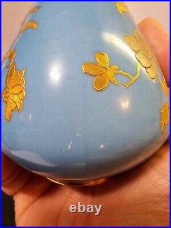 Antique Marked royal crown derby Porcelain Jug/ Vase blue & Raised gold- READ-B7