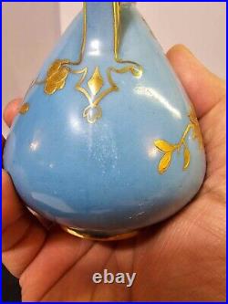 Antique Marked royal crown derby Porcelain Jug/ Vase blue & Raised gold- READ-B7