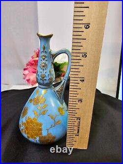 Antique Marked royal crown derby Porcelain Jug/ Vase blue & Raised gold- READ-B7