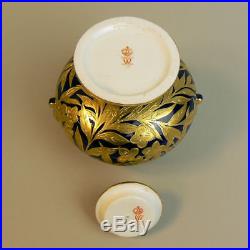 Antique Pair Of Royal Crown Derby Porcelain Aesthetic Vases & Covers C. 1884