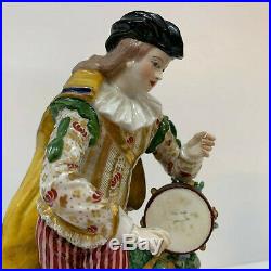 Antique Pair of Royal Crown Derby Porcelain Figurines 19th cent 25.5cm Musicians