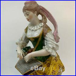 Antique Pair of Royal Crown Derby Porcelain Figurines 19th cent 25.5cm Musicians