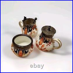 Antique ROYAL CROWN DERBY Miniature Tea Set STERLING TRIMMED GILT IMARI