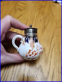 Antique ROYAL CROWN DERBY Miniature Tea Set STERLING TRIMMED GILT IMARI