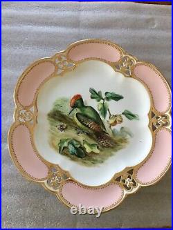 Antique Rare Royal Crown Derby English Porcelain Gorgeous Bird Cabinet Plate