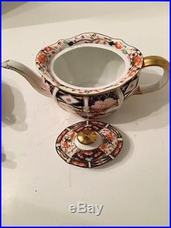Antique Rare Royal Crown Derby Imari 9571 Teapot, Creamer&Sugar 1910