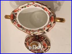 Antique Rare Royal Crown Derby Imari 9571 Teapot, Creamer&Sugar 1910