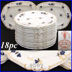 Antique Royal Crown Derby 10.5 Plate Set, 14pc with 2pc Serving Dishes, c. 1899