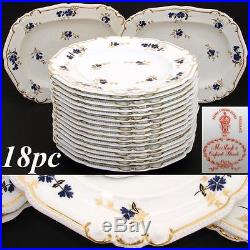 Antique Royal Crown Derby 10.5 Plate Set, 14pc with 2pc Serving Dishes, c. 1899