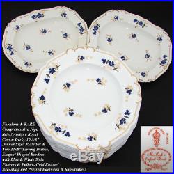Antique Royal Crown Derby 10.5 Plate Set, 14pc with 2pc Serving Dishes, c. 1899
