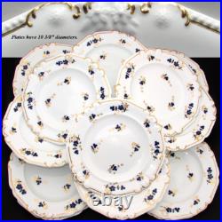 Antique Royal Crown Derby 10.5 Plate Set, 14pc with 2pc Serving Dishes, c. 1899