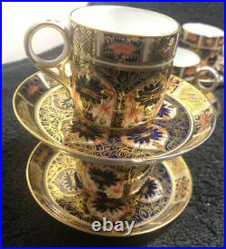 Antique Royal Crown Derby 1128 Old Imari Coffee Cans And Saucers 12 Piece Set