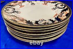Antique Royal Crown Derby 1886y Porcelain 1270 Pattern Set of 8 Plates 10 1/4