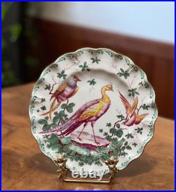 Antique Royal Crown Derby Birds Scalloped Dessert Plate Set Of 6