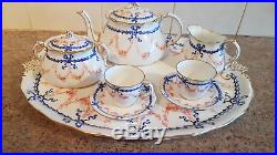 Antique Royal Crown Derby Blue Garland Swag Bells+red pattern(4680)(teapot a/f)