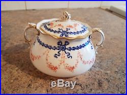 Antique Royal Crown Derby Blue Garland Swag Bells+red pattern(4680)(teapot a/f)