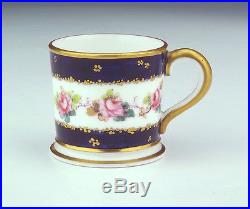 Antique Royal Crown Derby China Floral Cobalt Blue & Gilt Miniature Tankard