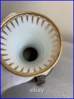 Antique Royal Crown Derby Cobalt Blue/Gold Double-Handle Bulbous Vase As Is