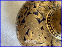 Antique Royal Crown Derby Cobalt Blue/Gold Double-Handle Bulbous Vase As Is