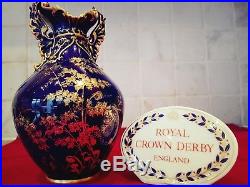 Antique Royal Crown Derby Cobalt Blue Vase Raised Gold. C 1897