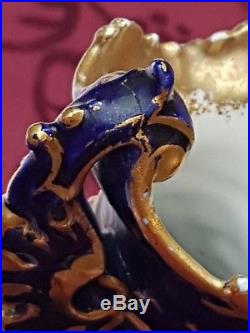Antique Royal Crown Derby Cobalt Blue Vase Raised Gold. C 1897