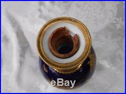 Antique Royal Crown Derby Decanter Covered Vase Urn Cobalt Gold flaws