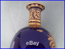 Antique Royal Crown Derby Decanter Covered Vase Urn Cobalt Gold flaws