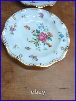 Antique Royal Crown Derby Derby Days Butterfly Bread Ruffle Plate Plates Set4