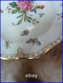 Antique Royal Crown Derby Derby Days Butterfly Bread Ruffle Plate Plates Set4