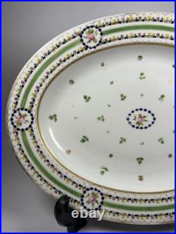 Antique Royal Crown Derby Derby Sprig Oval Platter Pinxton Roses c1800