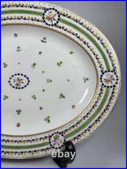 Antique Royal Crown Derby Derby Sprig Oval Platter Pinxton Roses c1800