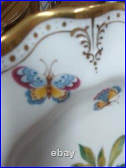 Antique Royal Crown Derby Dinner Plate Set Ruffle Edge Butterfly Plates Set 4