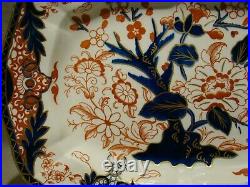Antique Royal Crown Derby English Imari Red & Cobalt Fluted Platter 1897 13