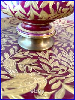 Antique Royal Crown Derby Figural Inkwell Heavily Gilded Ruby Red- Old Marriage