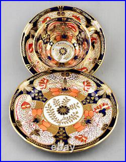 Antique Royal Crown Derby Fine Bone China Imari 4971 Trio C. 1914/15 Excellent