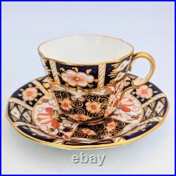 Antique Royal Crown Derby Fine Bone China Imari Cup & Saucer Side Trio Set 1918