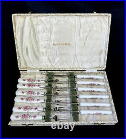 Antique Royal Crown Derby Flatware in Box (12 pieces)