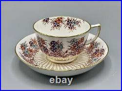Antique Royal Crown Derby Floral Gilt Tea Cup & Saucer, Pattern #2047