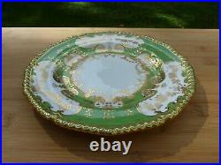 Antique Royal Crown Derby Green Gold Gilded Decorative Small Cabinet Plate