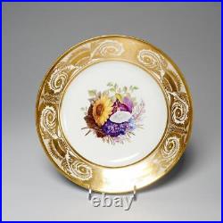 Antique Royal Crown Derby Hand Painted Botanical Flowers Gilt Porcelain Plate B