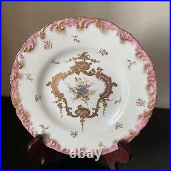 Antique Royal Crown Derby Hand Painted Plate Pink Raised Gold C
