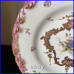 Antique Royal Crown Derby Hand Painted Plate Pink Raised Gold C