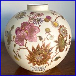 Antique Royal Crown Derby Handpainted Vase With Raised Enamel Flowers 6.5 T